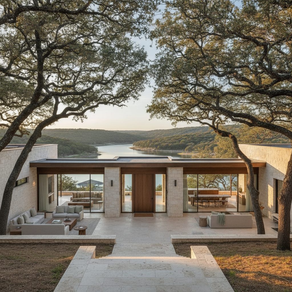 Hillside lake home in Lakeway, Texas with accessible features for aging in place