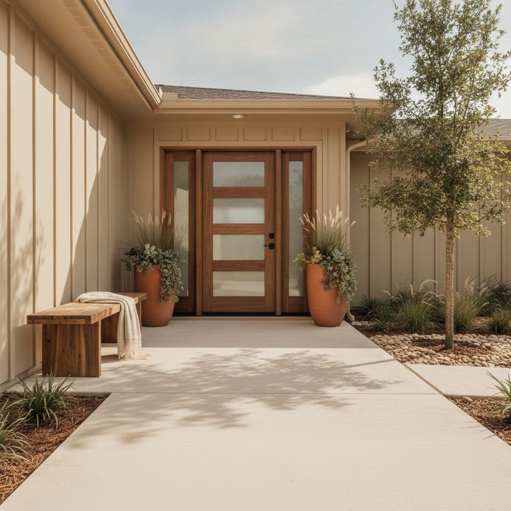Accessible zero-step, no-threshold front entrance installed on a Lago Vista, Texas home for aging in place